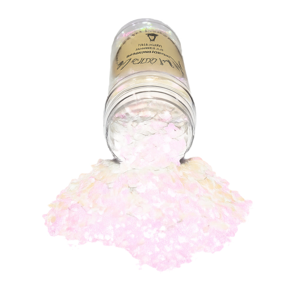 Strawberries & Cream white iridescent chunky mix glitter