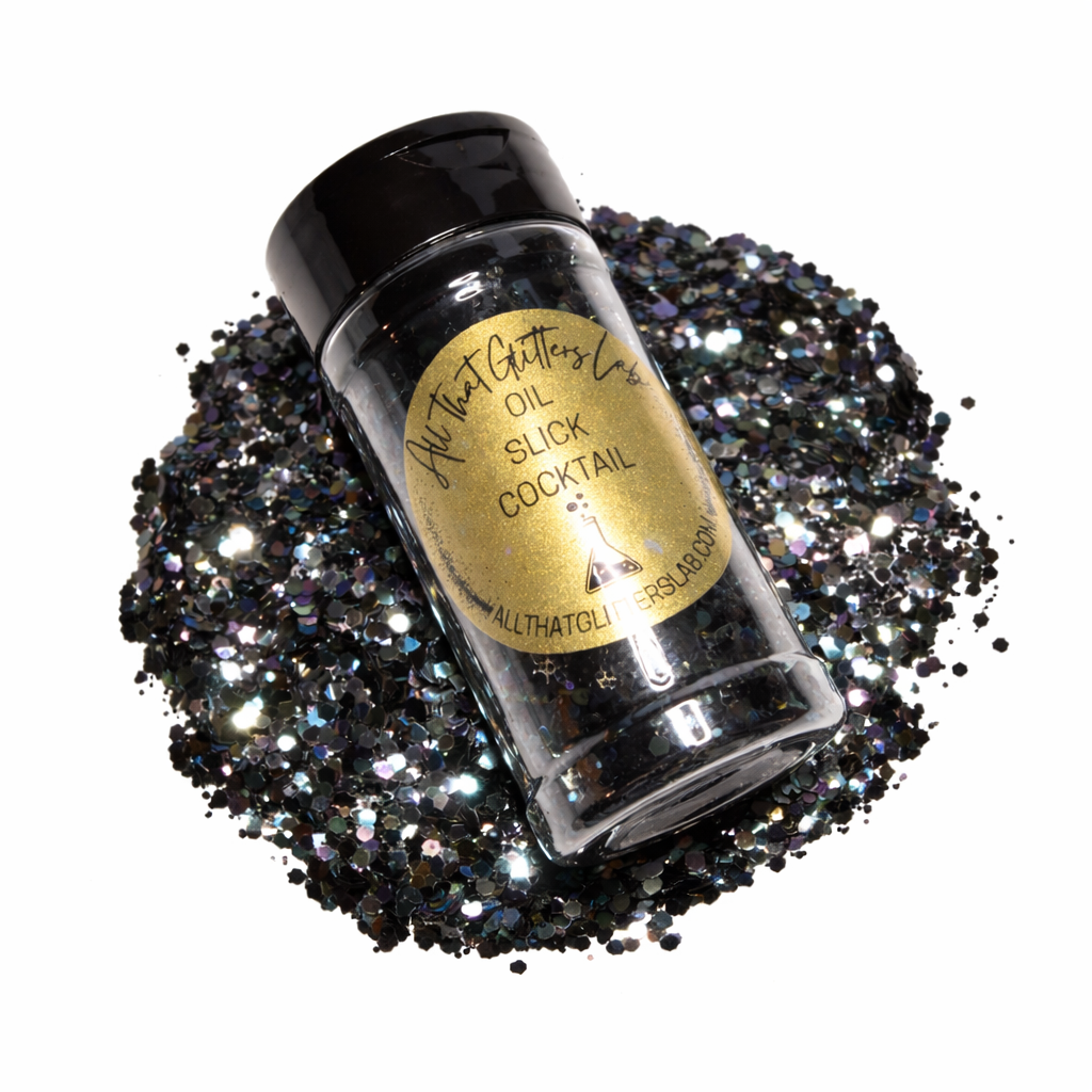 Oil Slick Cocktail black glitter