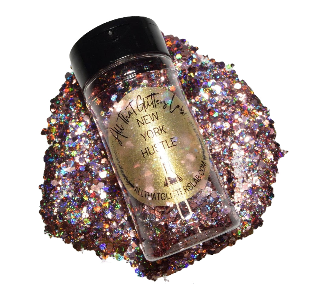New York Hustle pink holographic chunky mix glitter
