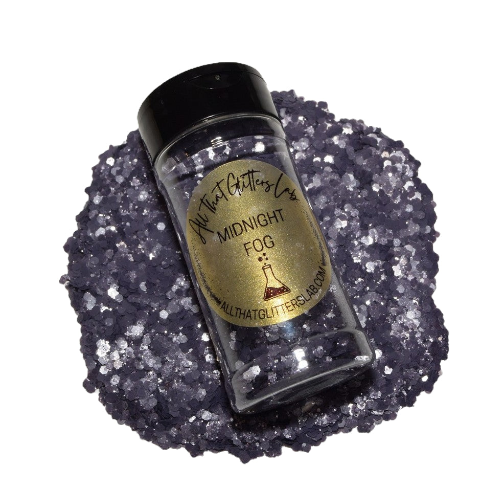 Midnight Fog black iridescent chunky mix glitter