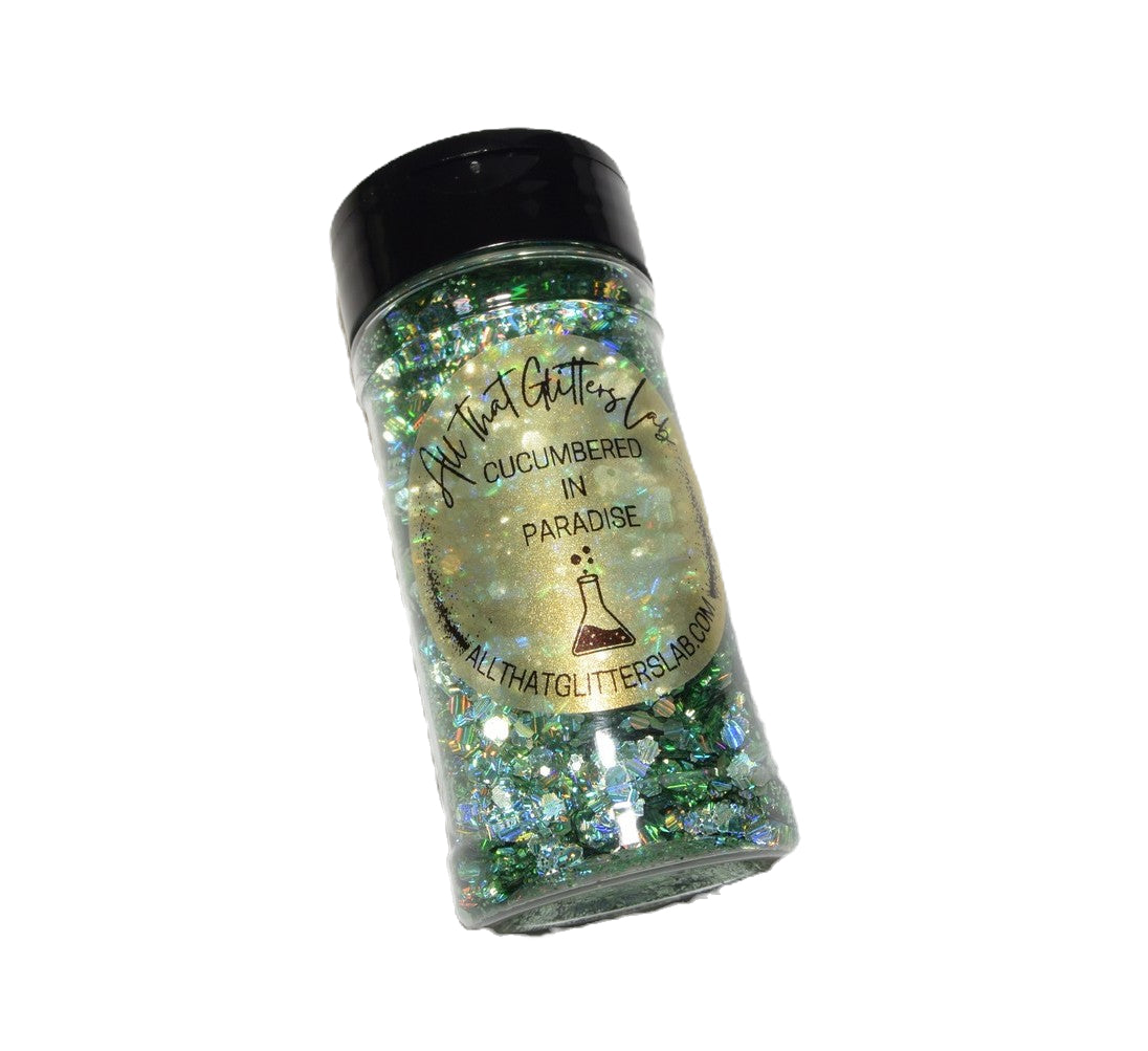 Cucumbered In Paradise green holographic chunky mix glitter