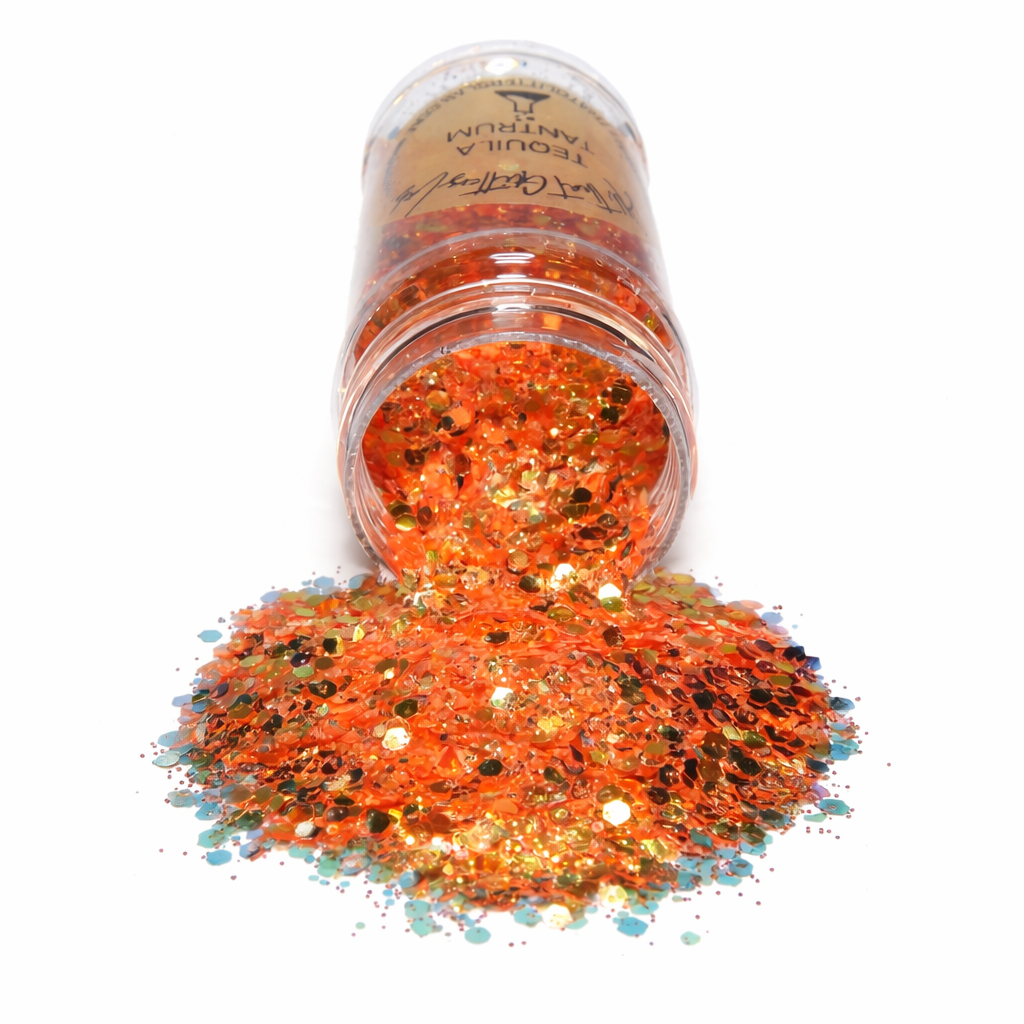 Tequila Tantrum orange iridescent chunky mix glitter