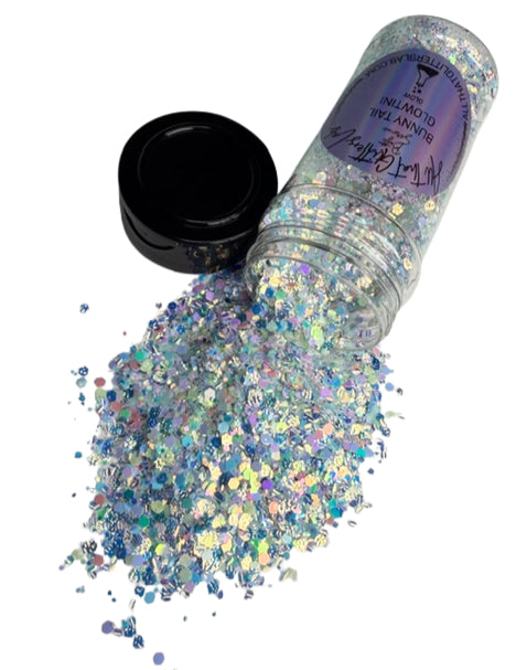 Bunny Tail Glowtini blue glow in the dark chunky mix glitter