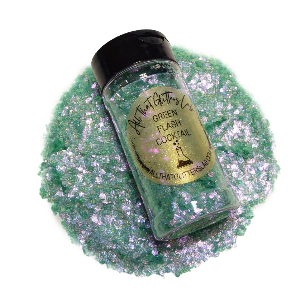 Green Flash Cocktail green iridescent chunky mix glitter
