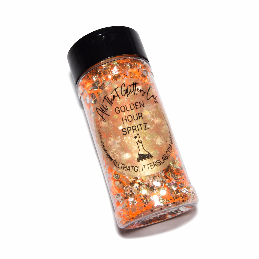 Golden Hour Spritz orange iridescent chunky mix glitter