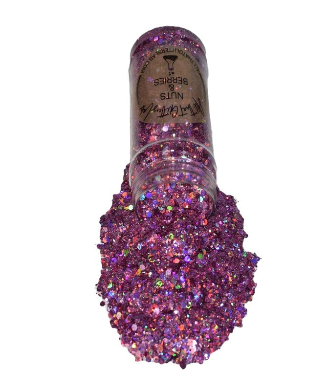 Nuts & Berries pink holographic chunky mix glitter