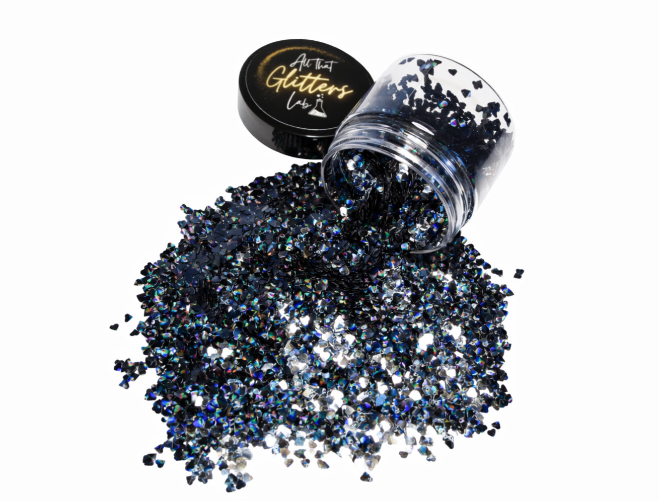 Holographic Black Hearts black holographic glitter