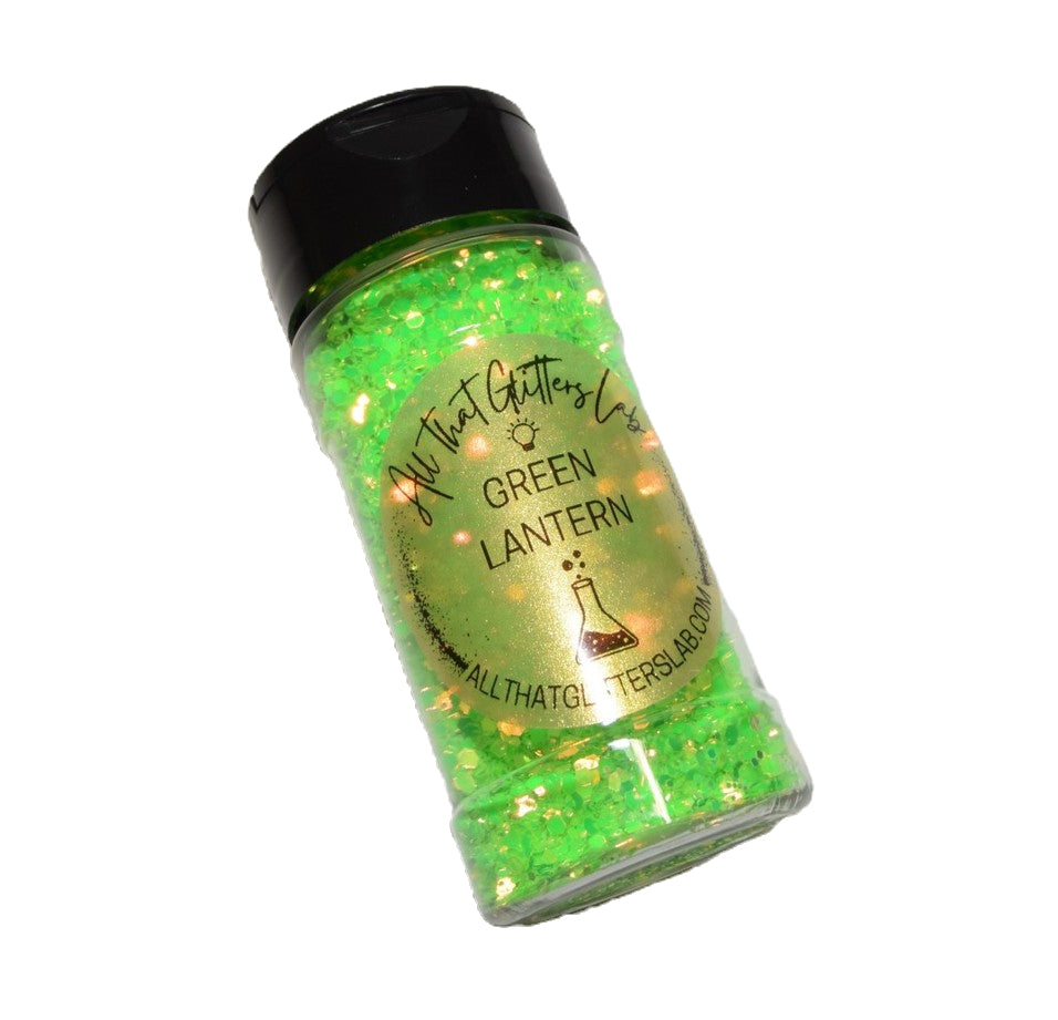 Green Lantern green glow in the dark chunky mix glitter