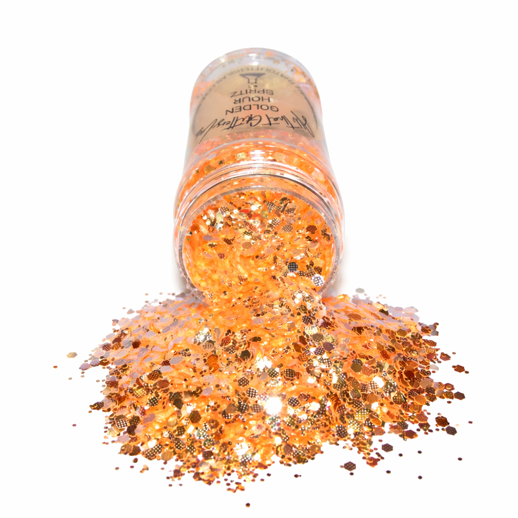 Golden Hour Spritz orange iridescent chunky mix glitter