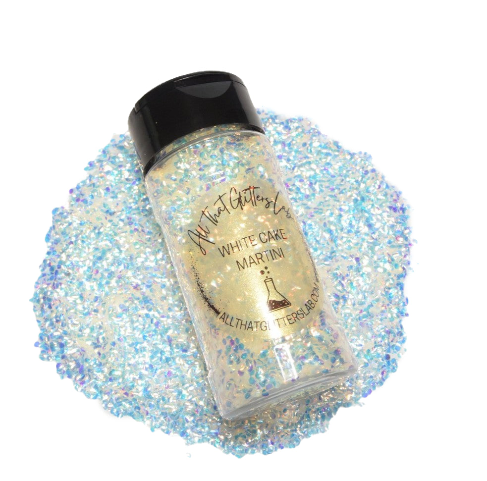 White Cake Martini white iridescent chunky mix glitter