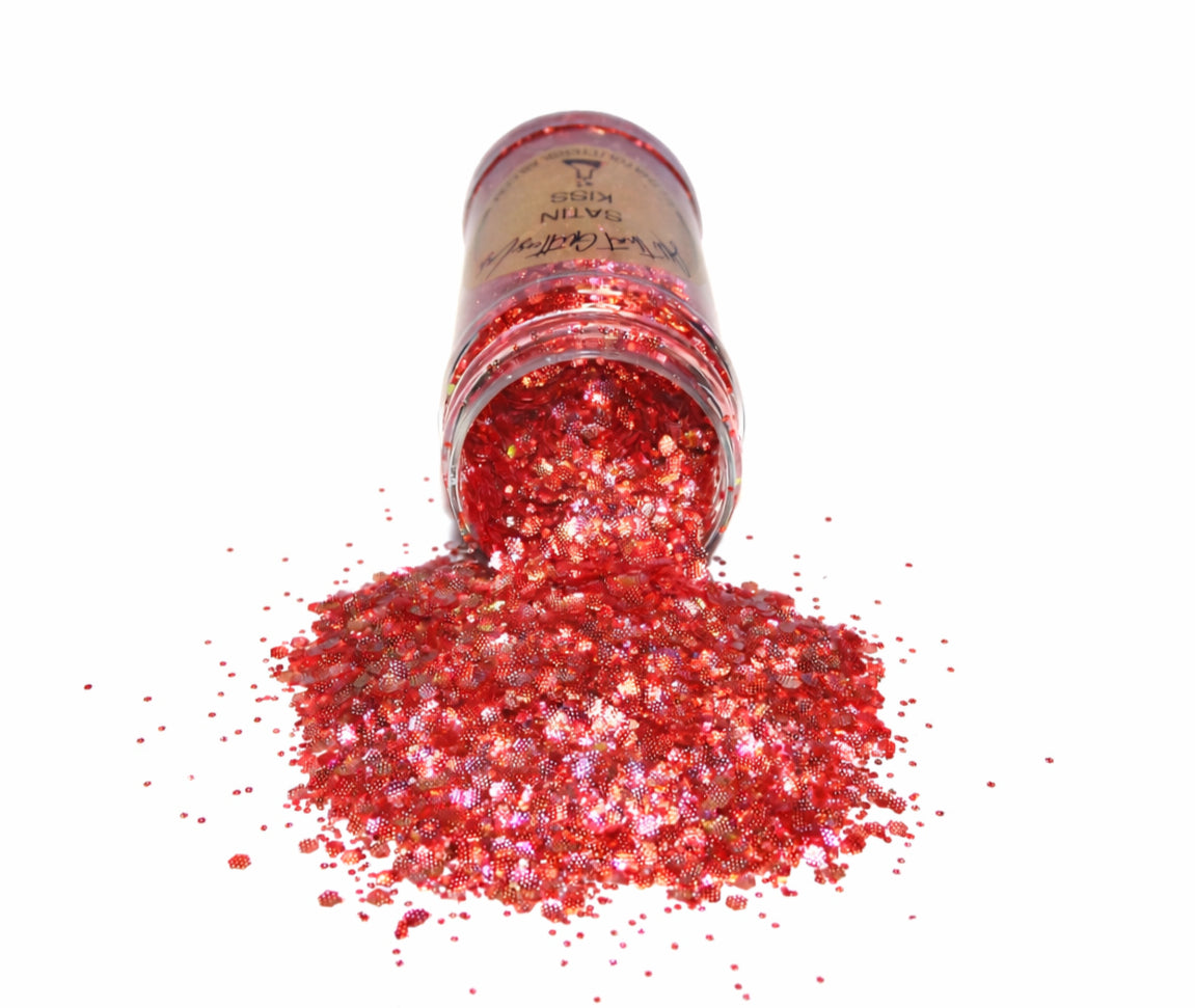 Satin Kiss red iridescent chunky mix glitter