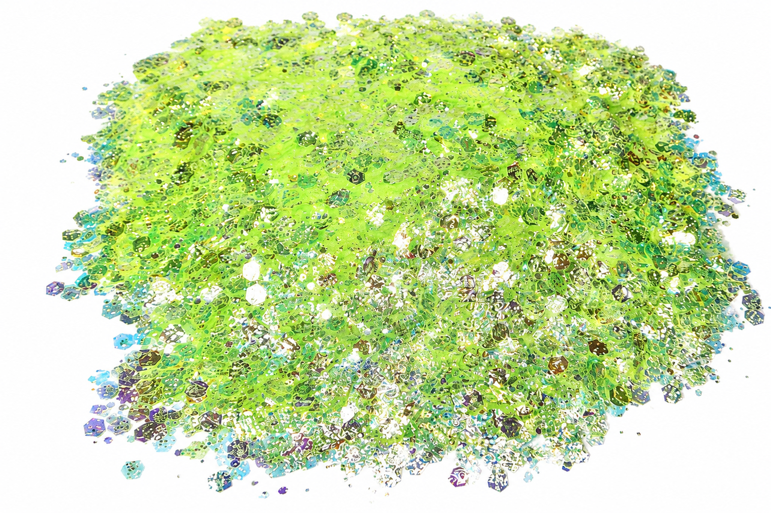 Lucky Pour green iridescent chunky mix glitter