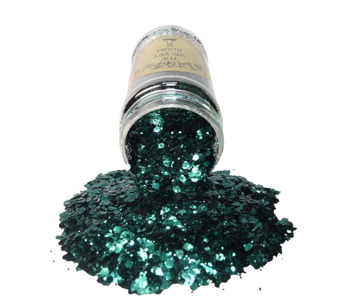 The Velvet Room green metallic chunky mix glitter