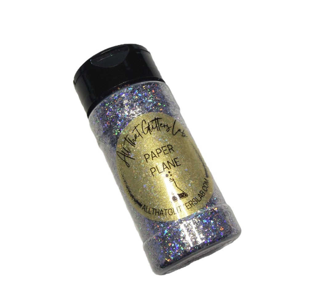 Paper Plane silver holographic chunky mix glitter