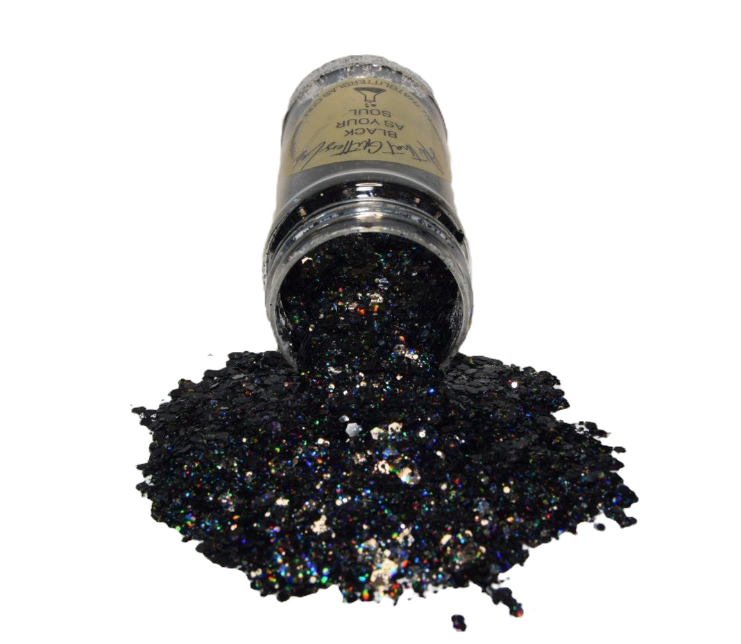 Black As My Soul black holographic chunky mix glitter