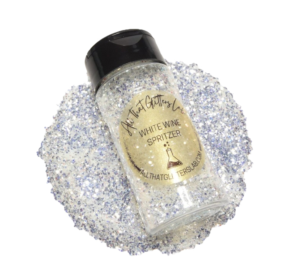 White Wine Spritzer white iridescent chunky mix glitter