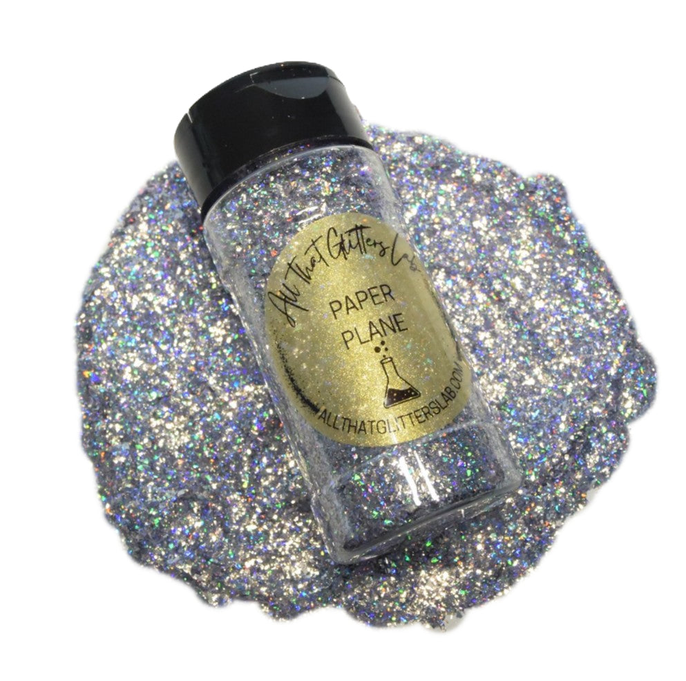 Paper Plane silver holographic chunky mix glitter
