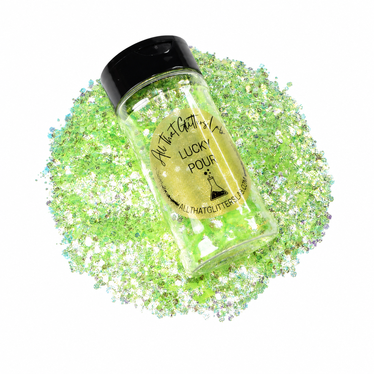 Lucky Pour green iridescent chunky mix glitter