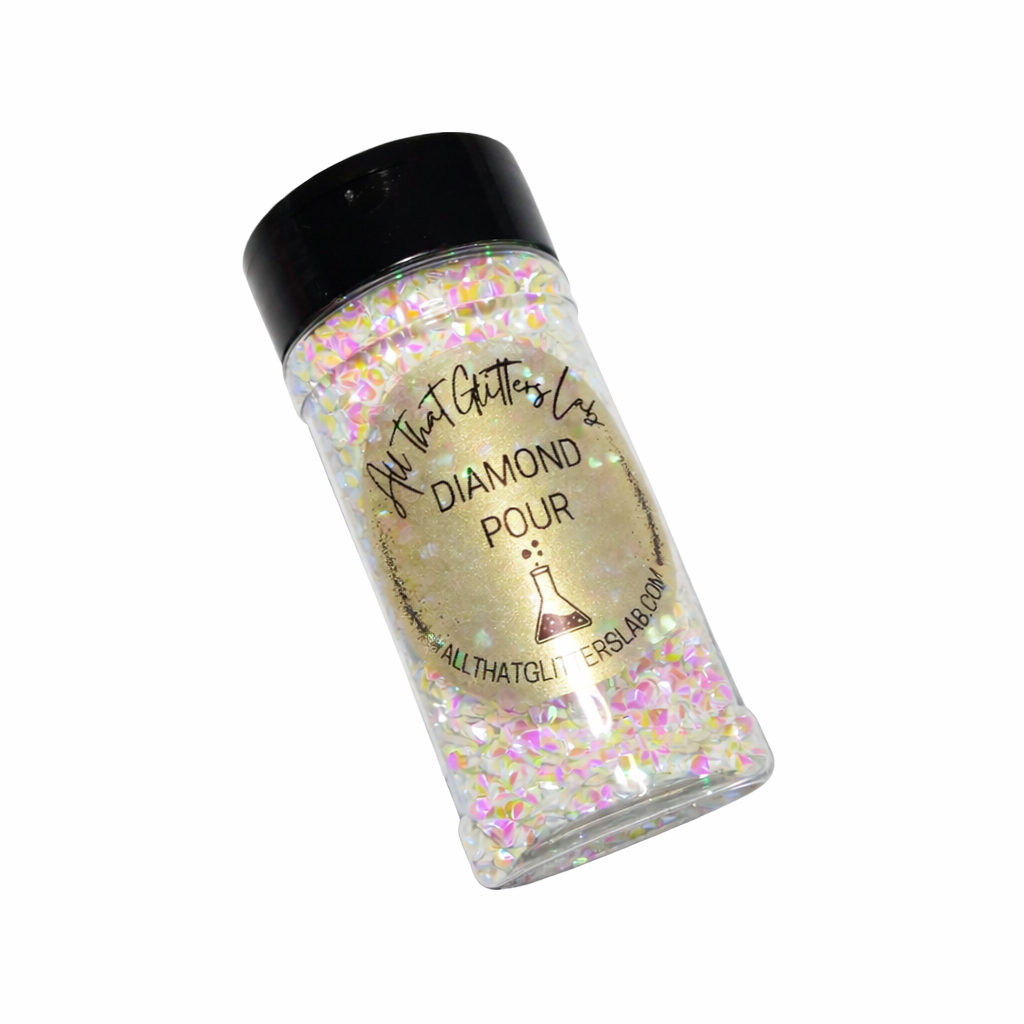 Diamond Pour white iridescent glitter