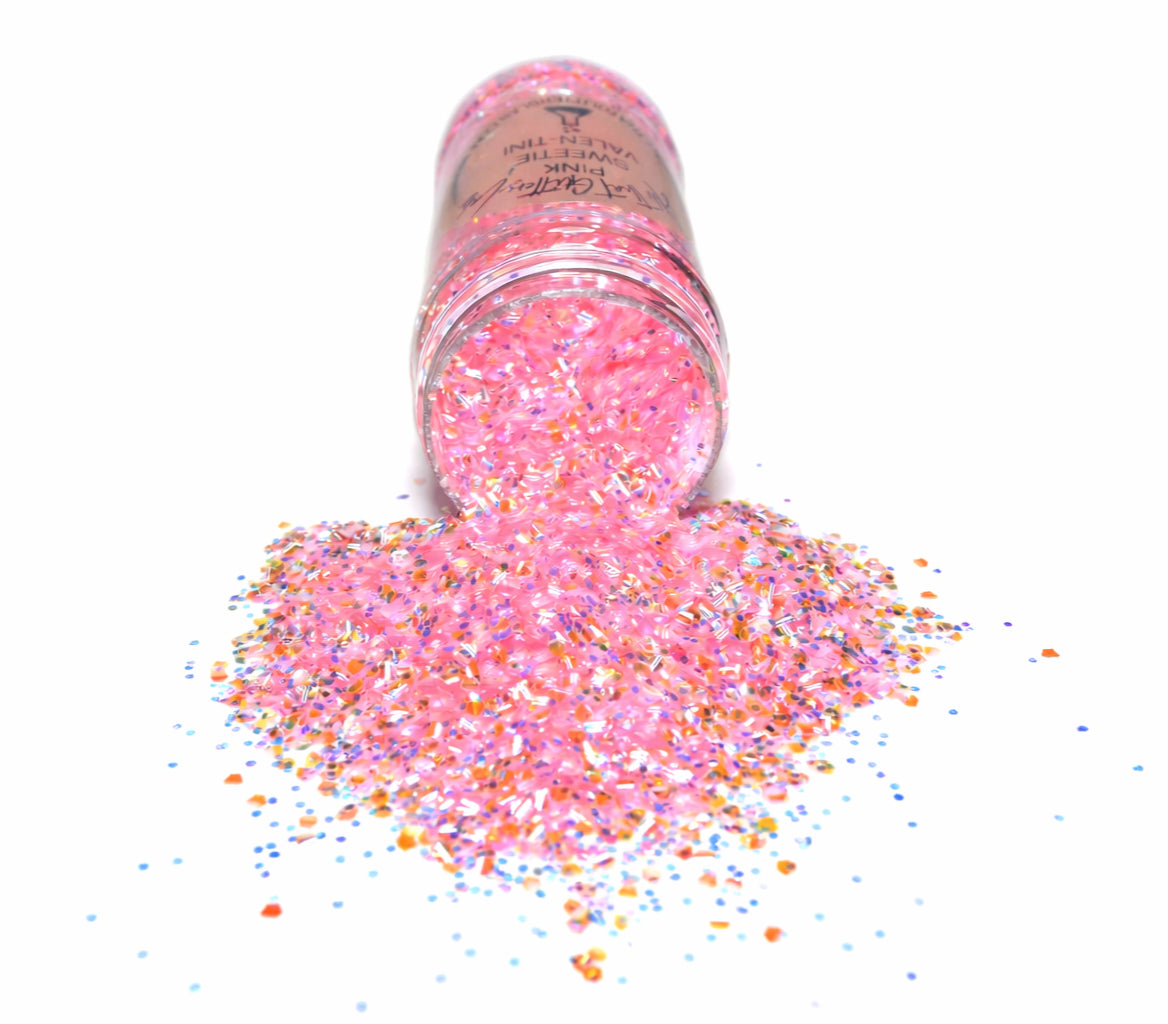 Pink Sweetie Valen-tini pink iridescent chunky mix glitter