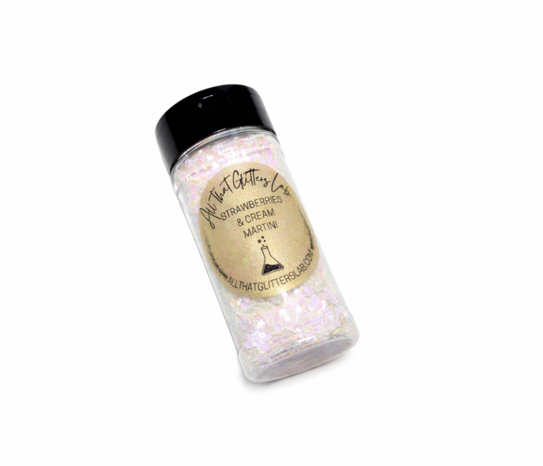 Strawberries & Cream white iridescent chunky mix glitter