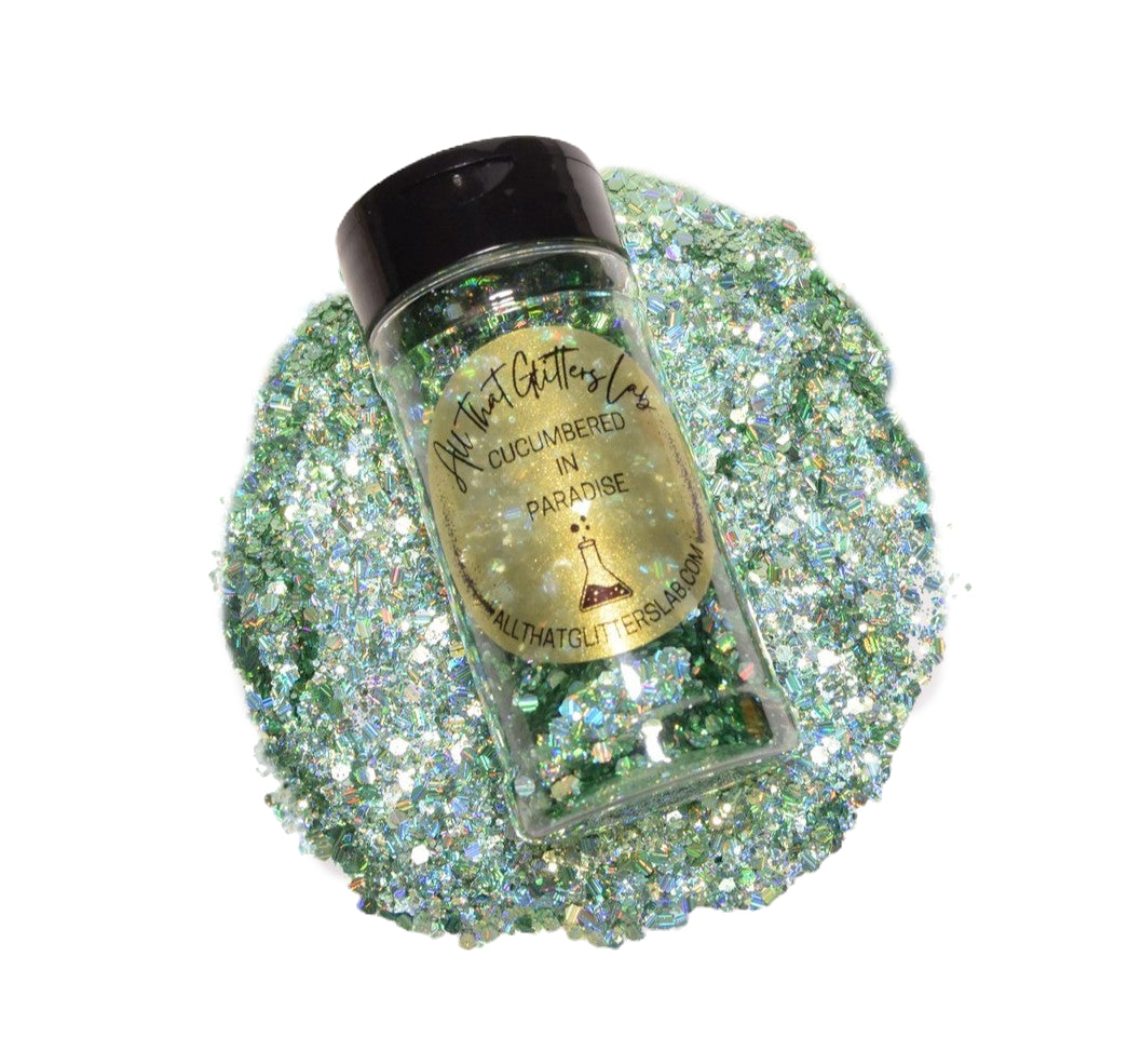 Cucumbered In Paradise green holographic chunky mix glitter