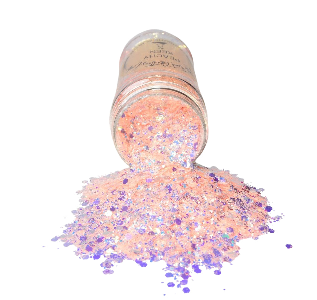 Peachy Keen pink iridescent chunky mix glitter