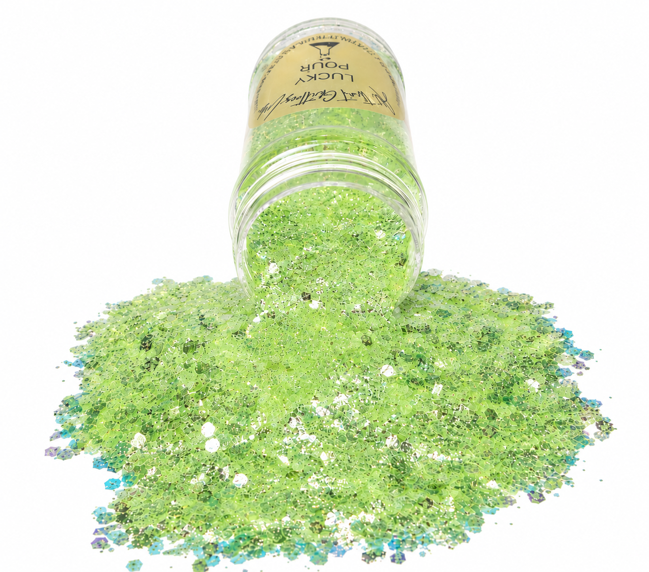 Lucky Pour green iridescent chunky mix glitter