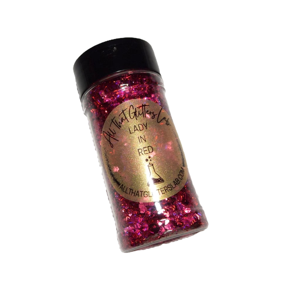 Lady In Red red holographic chunky mix glitter