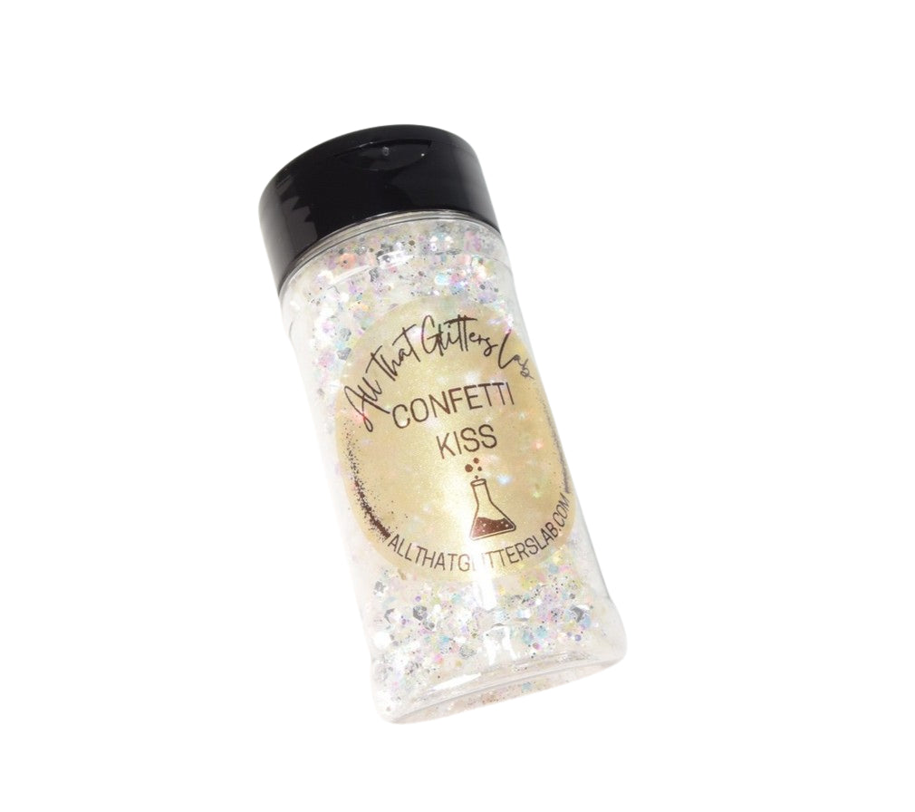 Confetti Kiss white iridescent chunky mix glitter