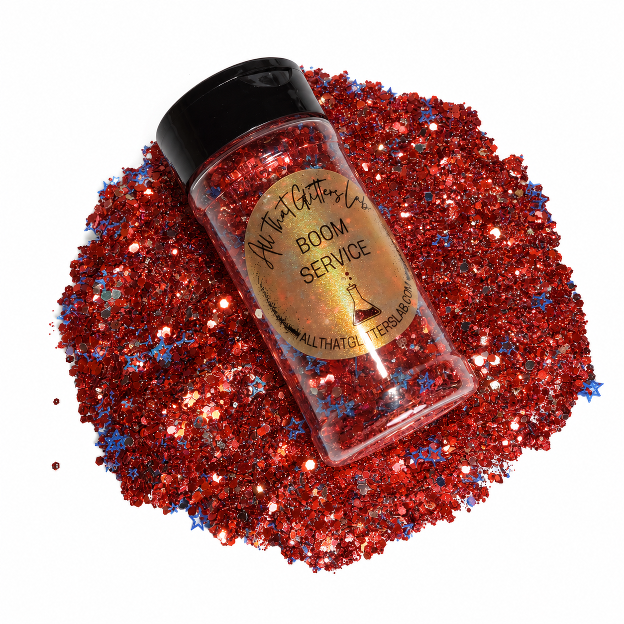 Boom Service red chunky mix glitter
