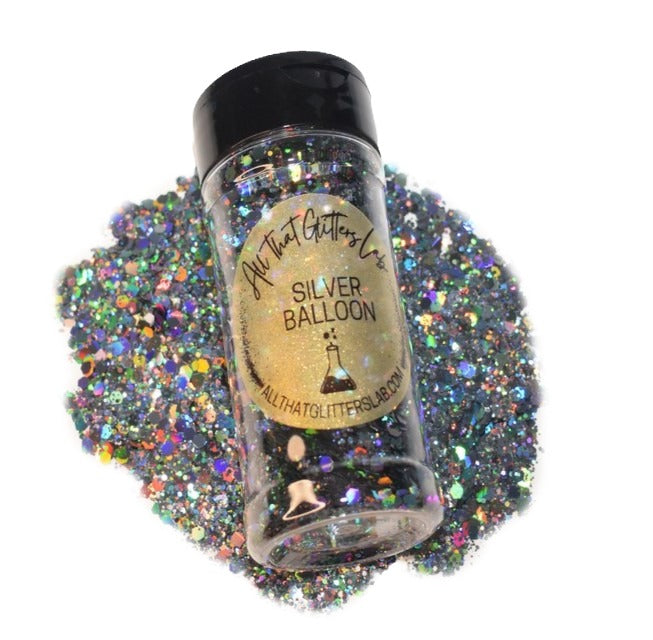 Silver Balloon glitter