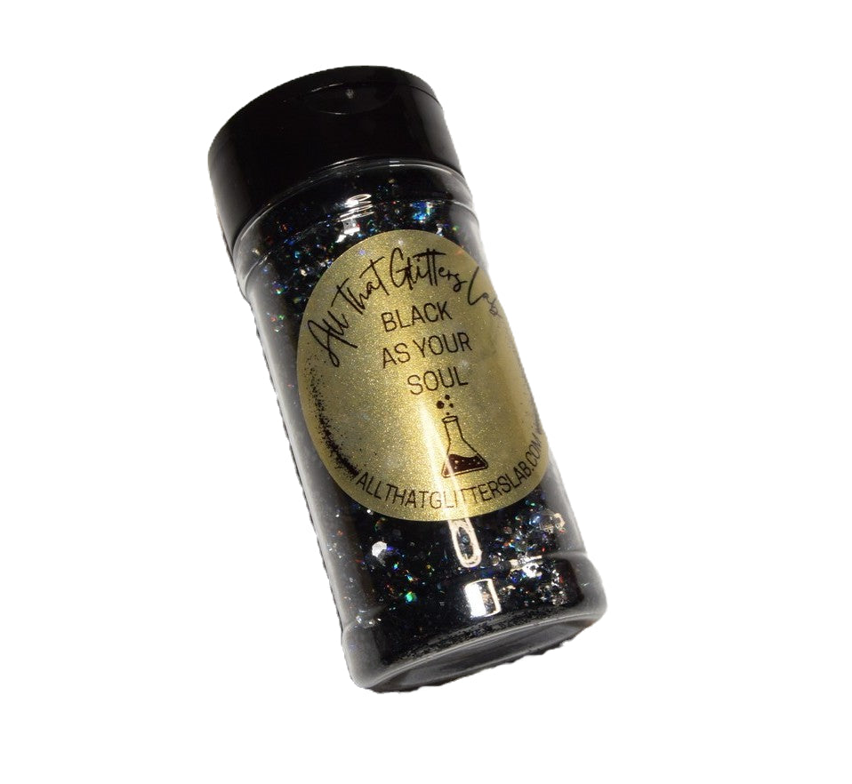 Black As My Soul black holographic chunky mix glitter
