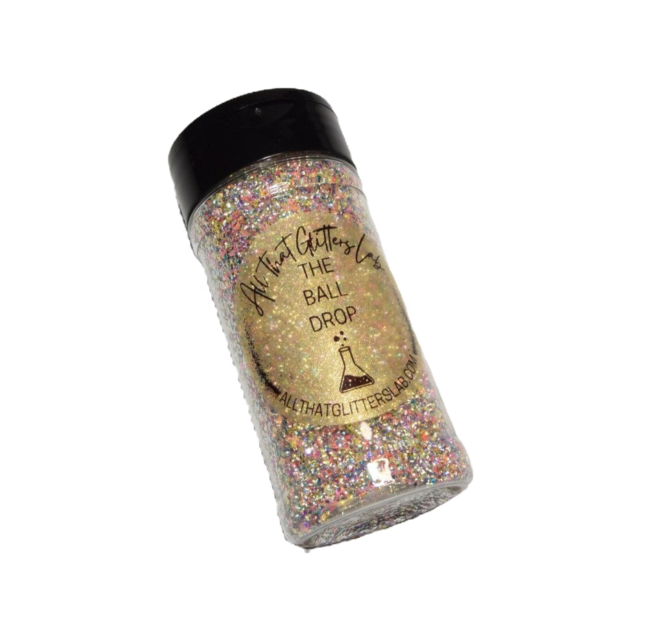 The Ball Drop yellow iridescent tear glitter