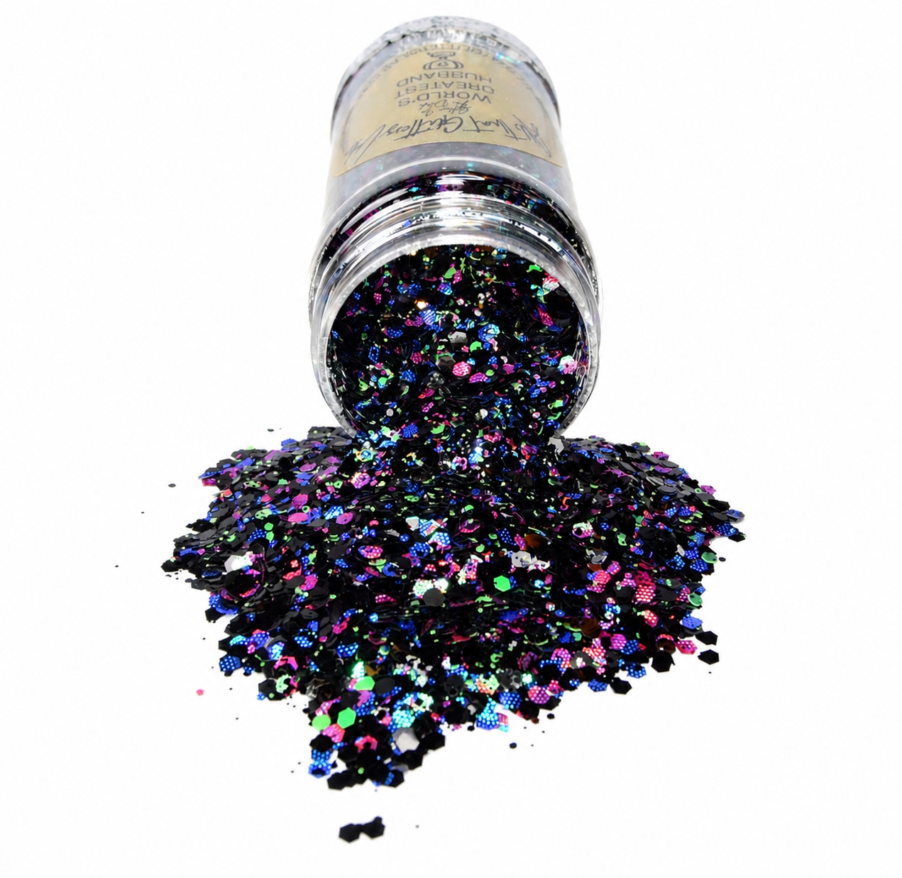 World's Greatest Husband green glow in the dark chunky mix glitter