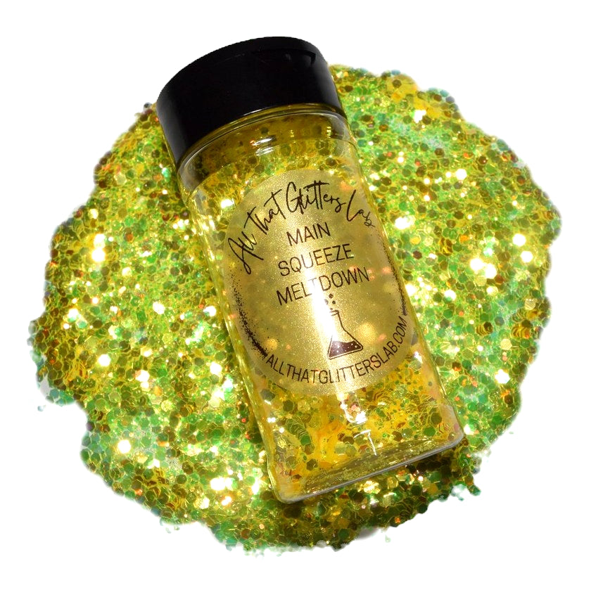 Main Squeeze Meltdown yellow iridescent chunky mix glitter