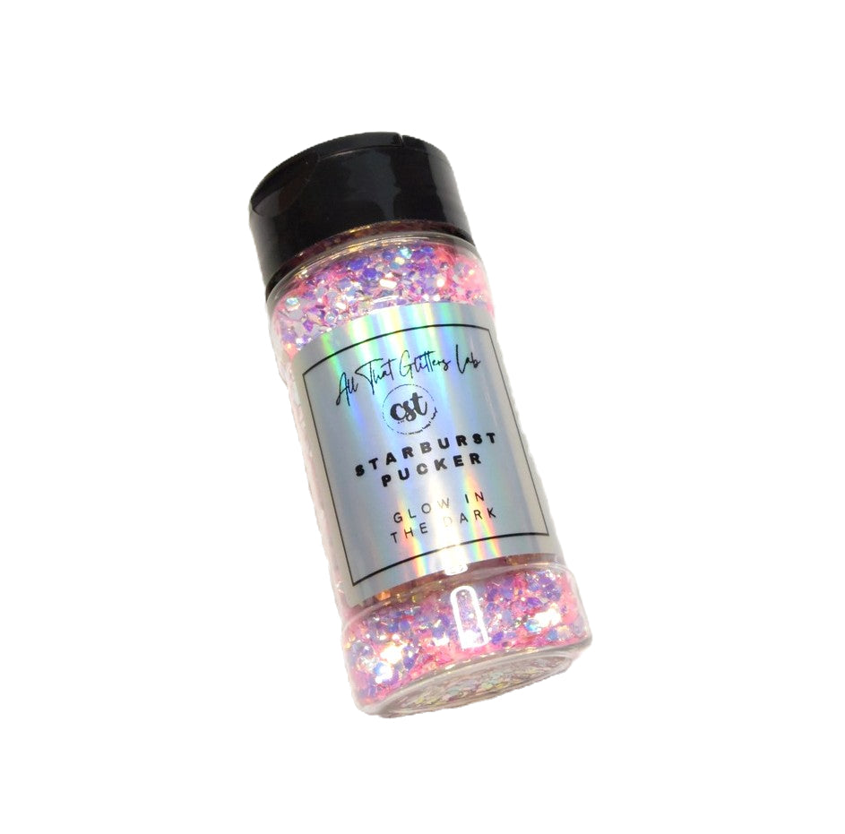 Starburst Pucker yellow glow in the dark chunky mix glitter