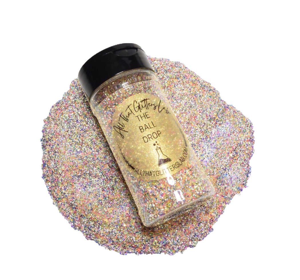 The Ball Drop yellow iridescent tear glitter
