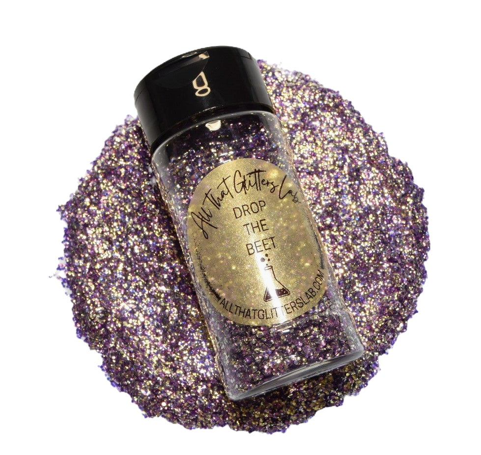 Drop The Beet purple iridescent tear glitter