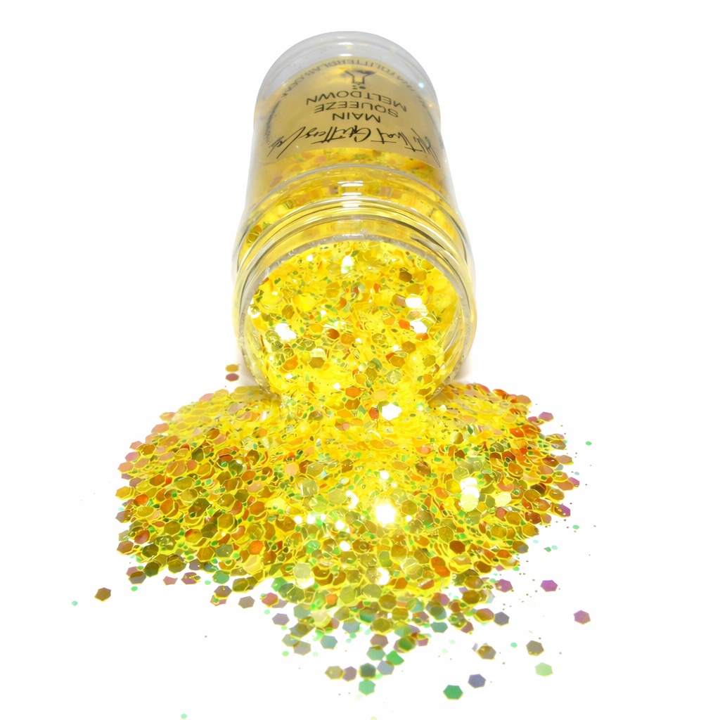 Main Squeeze Meltdown yellow iridescent chunky mix glitter