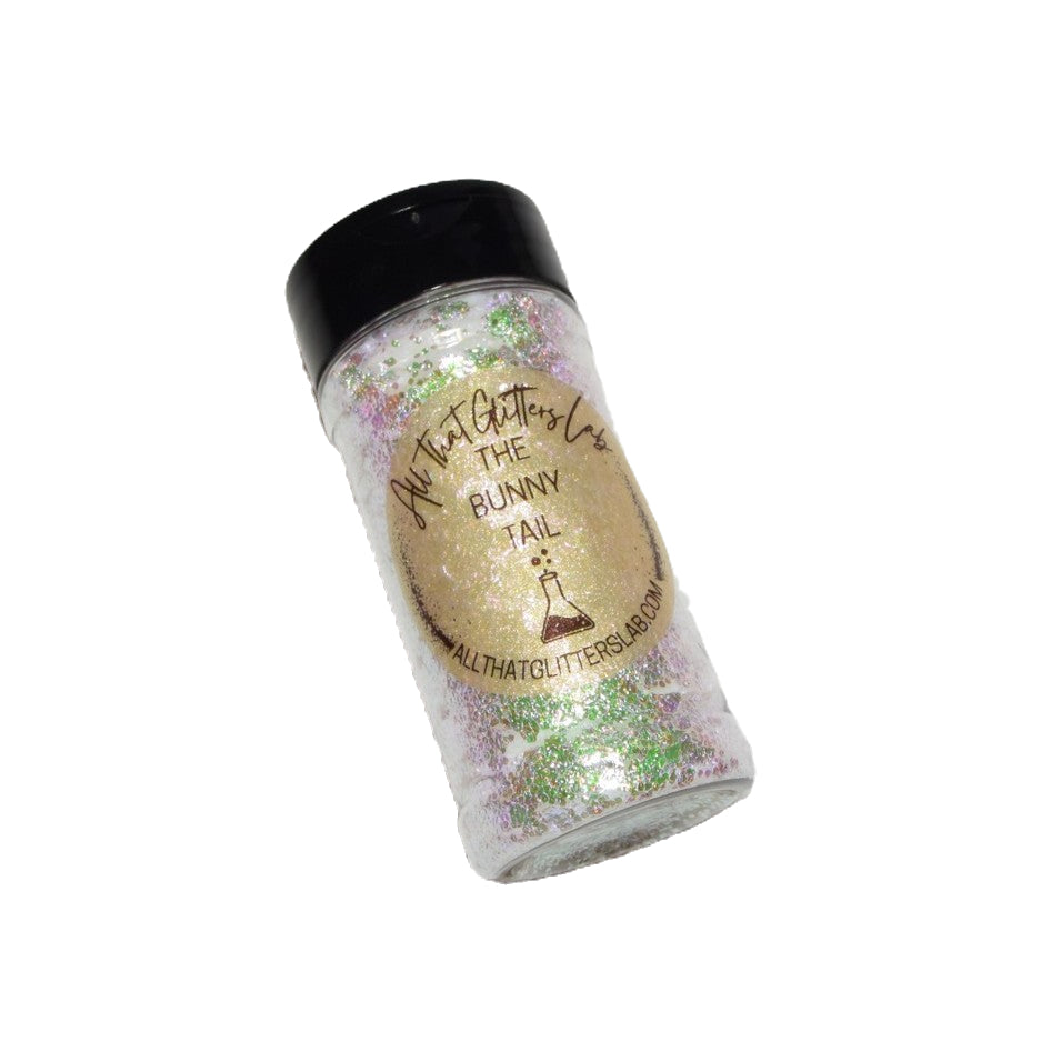 The Bunny Tail white iridescent chunky mix glitter