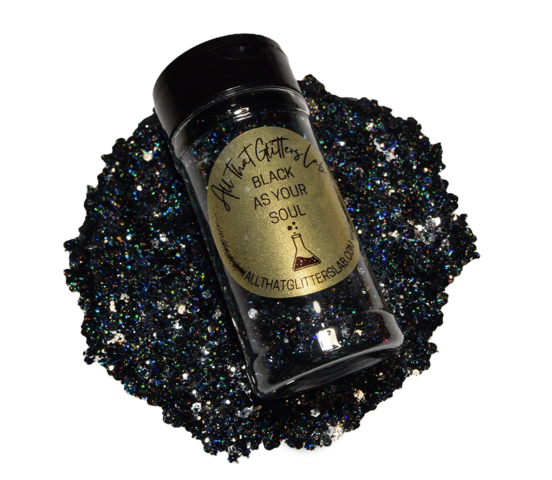 Black As My Soul black holographic chunky mix glitter
