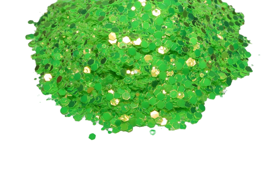 Green Lantern green glow in the dark chunky mix glitter