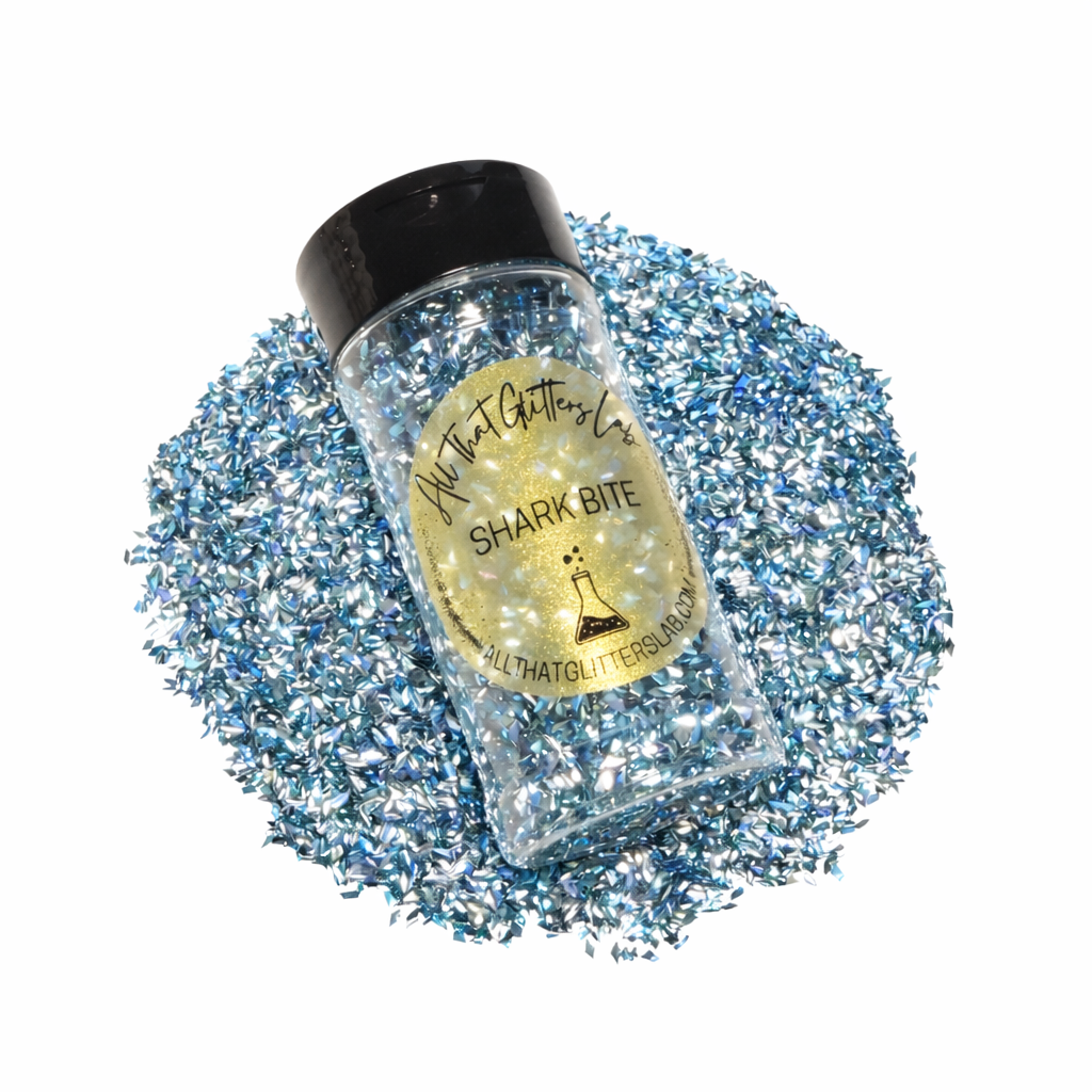 Shark Bite blue scales glitter