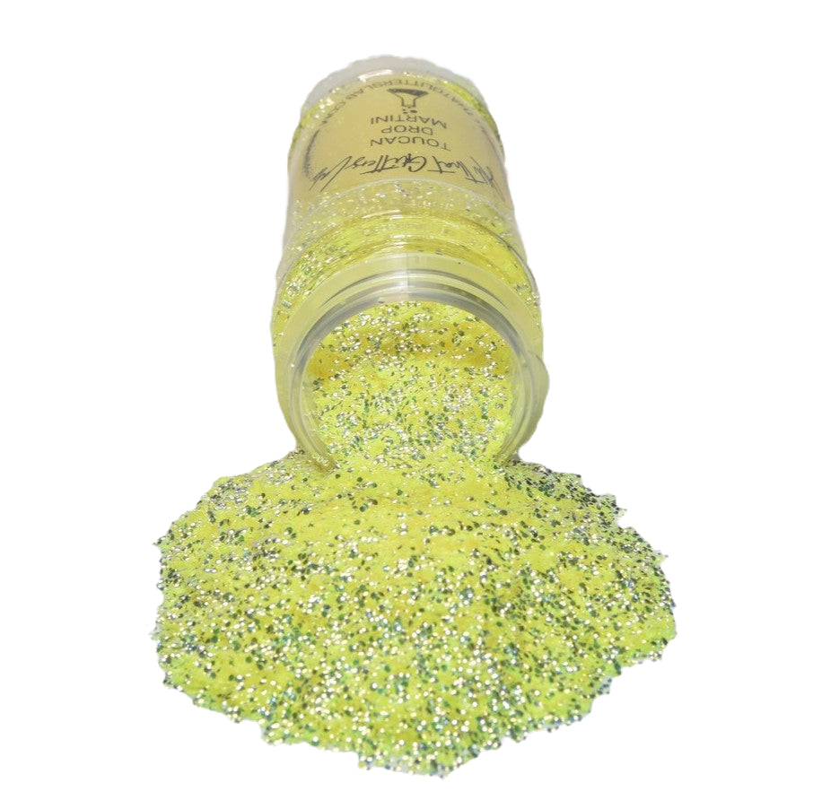 Toucan Drop Martini yellow iridescent tear glitter