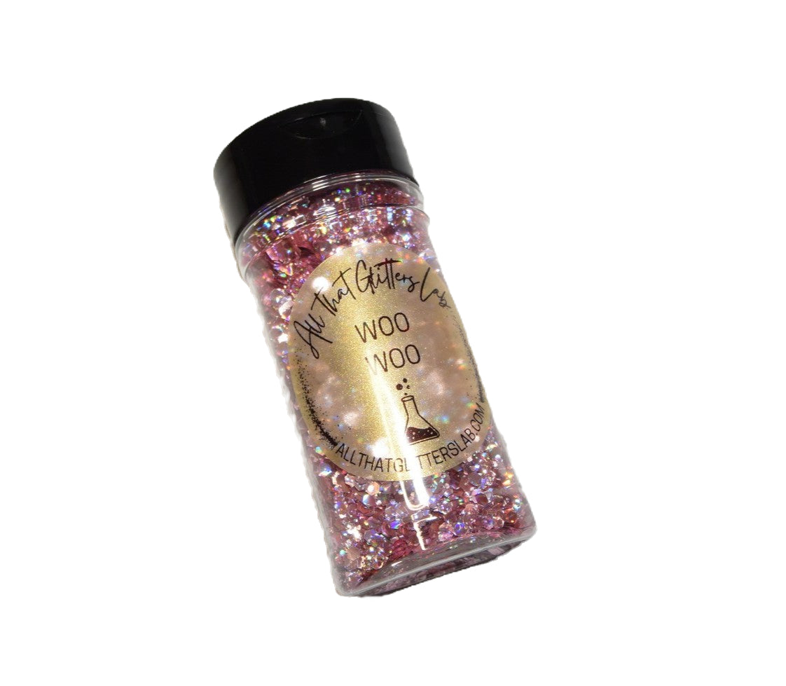 Woo Woo pink holographic chunky mix glitter