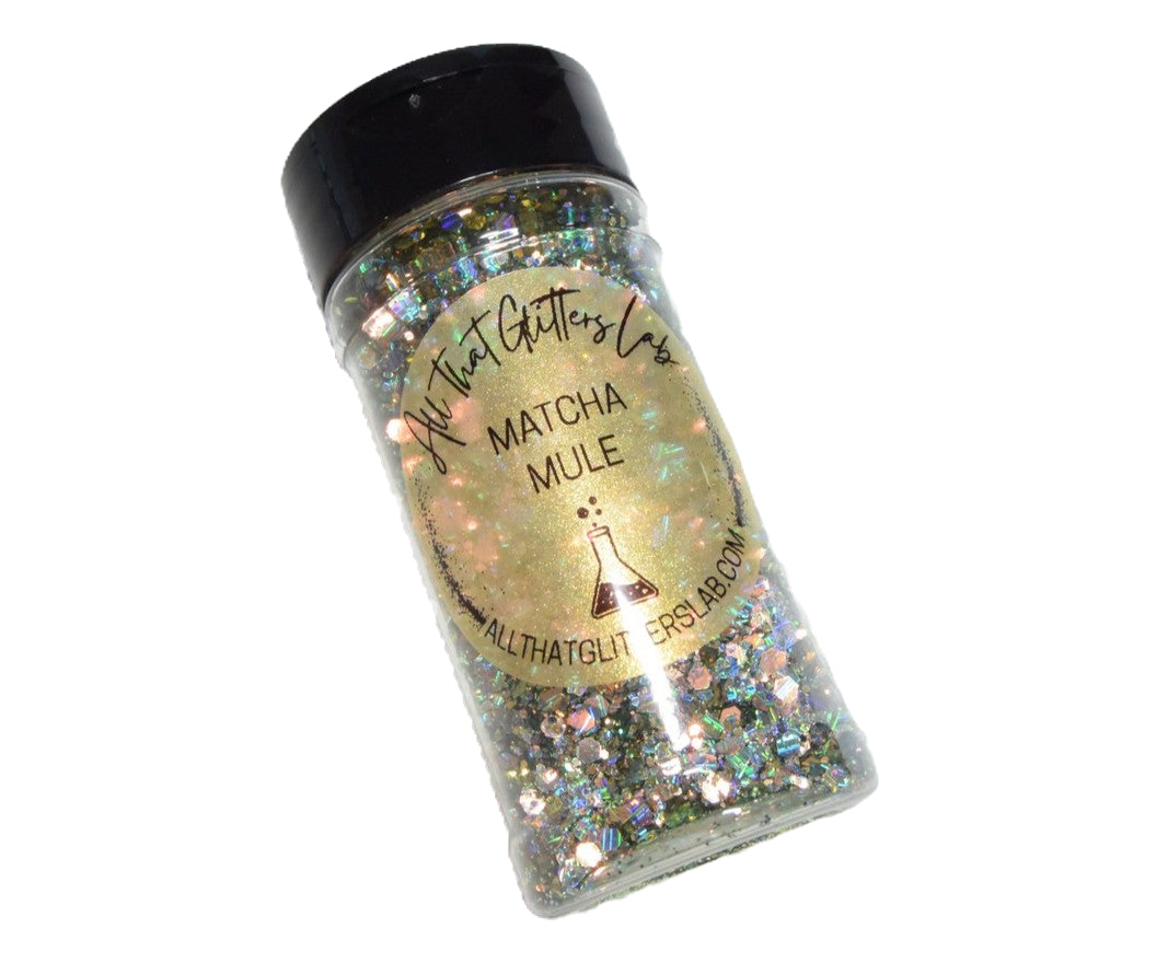 Matcha Mule green holographic chunky mix glitter