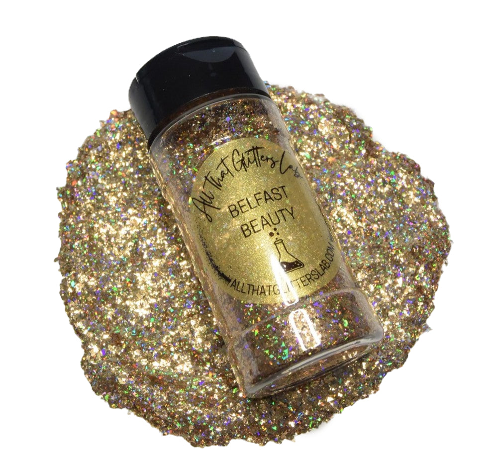 Belfast Beauty gold holographic chunky mix glitter