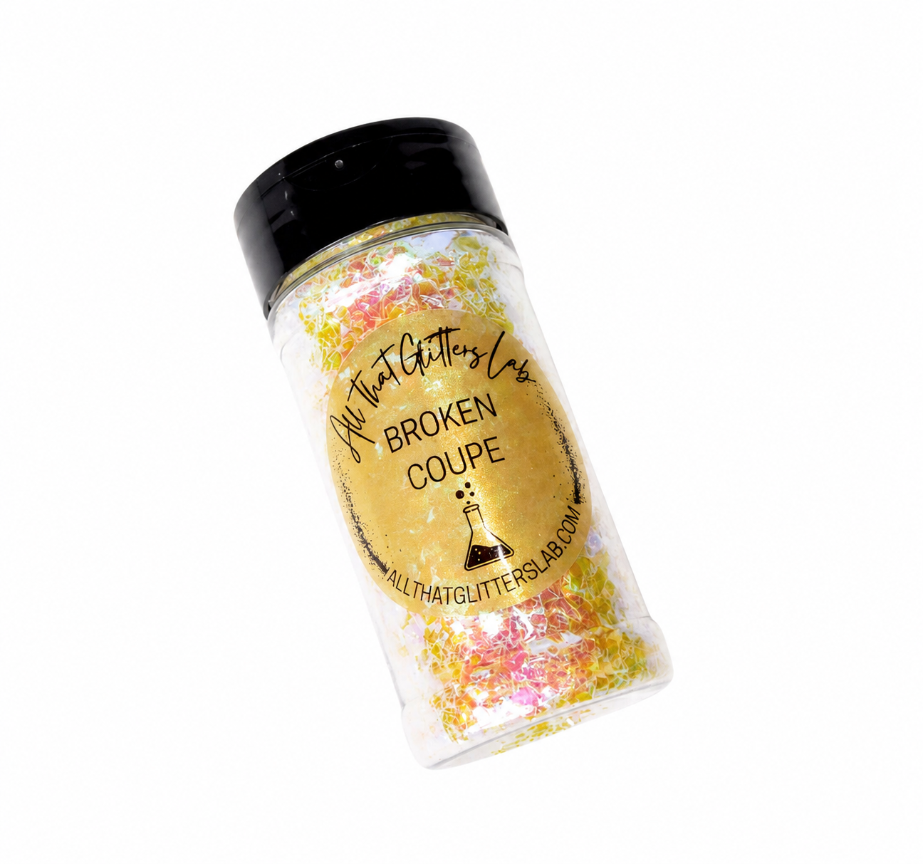 Broken Coupe white iridescent chunky mix glitter