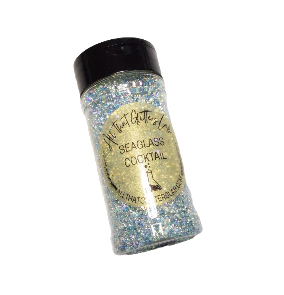 Seaglass Cocktail silver iridescent chunky mix glitter